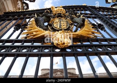 London, UK. 10th Sep, 2022. The Royal Standard of Kings Charles III flies over Buckingham Palace. London continues to mourn Queen Elizabeth II, on the day King Charles III is officially proclaimed king after the death of Queen Elizabeth II on September 8, 2022, whilst staying at Balmoral Castle in Scotland. Credit: Paul Marriott/Alamy Live News Stock Photo