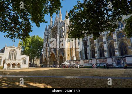 Side view of Westminster Abbey in London Stock Photo