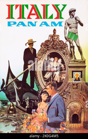 Pan Am - Italy (Pan American, 1960s). Italian Travel Poster Stock Photo