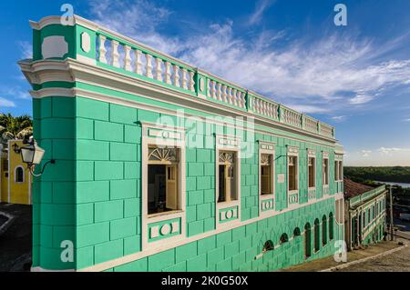 Joao Pessoa, Paraiba, Brazil, on July 23, 2013. Old and colorful buildings in the historic center. Stock Photo