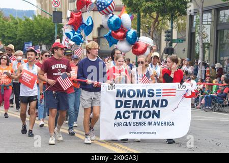 Alameda, CA - July 4, 2022: Participants in the Alameda 4th of July Parade, one of the largest and longest Independence Day parade in the nation. Stock Photo