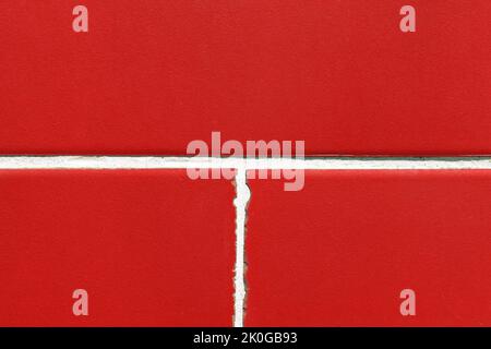 Red terracotta background . Tiled floor ceramic tiles Stock Photo