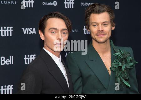 September 11, 2022, Toronto, Ontario, Canada: Harry Styles (R) and David Dawson (L) attend the ''My Policeman'' Premiere during the 2022 Toronto International Film Festival at Princess of Wales Theatre on September 11, 2022 in Toronto, Ontario, Canada. (Credit Image: © Angel Marchini/ZUMA Press Wire) Stock Photo
