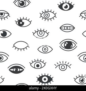 Eyes pattern. Seamless print of human eye eyelashes, modern abstract minimal background for wrapping paper fabric textile design. Vector texture Stock Vector