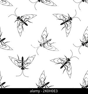 pattern with flies Stock Vector