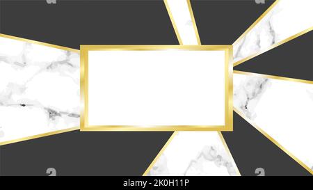 white marble invitation background with golden and black details in vector format Stock Vector