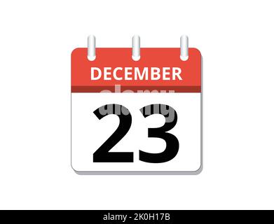 December, 23rd calendar icon vector, concept of schedule, business and tasks Stock Vector