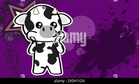 chibi kid cow sticker cartoon background poster illustration in vector format Stock Vector