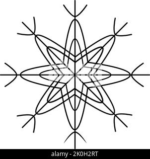 Outline drawing of a simple snowflake in a minimalist style. Line art ...