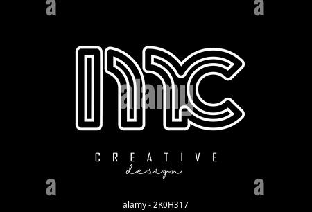 Outline letters mc m c logo with a minimalist design. Letters with elegant, simple and two letters design. Creative Vector Illustration with letters. Stock Vector