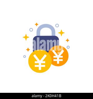 fixed cost or price icon with yuan, vector Stock Vector