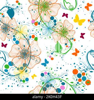 Seamless abstract pattern with the image of a flower ornament. Vector illustration Stock Vector