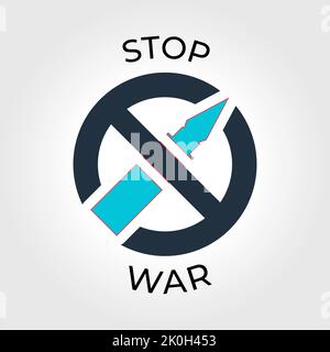 Stop war designs with bullets isolated on white background. No more war sign concept icons. Stop war background illustration Stock Vector