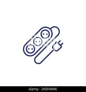 power strip line icon on white Stock Vector
