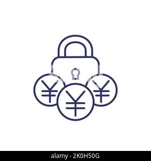 fixed cost or price line icon with yuan Stock Vector