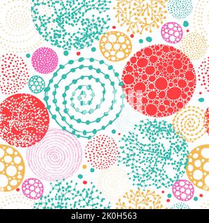 Multicolored seamless graphic background from different circles. Vector illustration Stock Vector