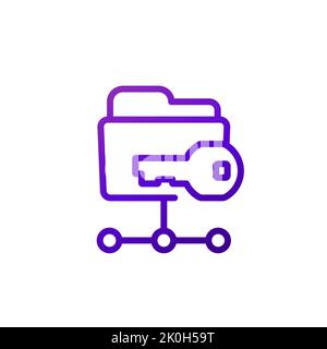 folder and key line icon, vector Stock Vector
