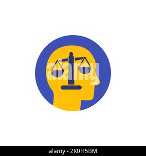 Rationality, rational thinking icon in flat design Stock Vector