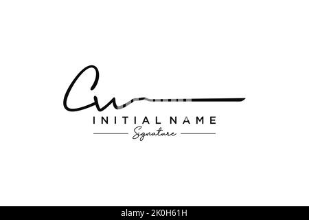 CW signature logo template vector. Hand drawn Calligraphy lettering
