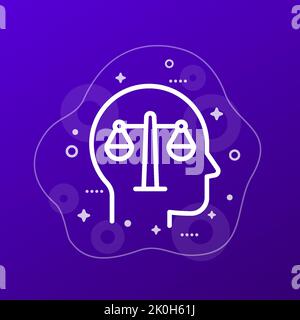 Rationality, rational thinking icon with a head Stock Vector