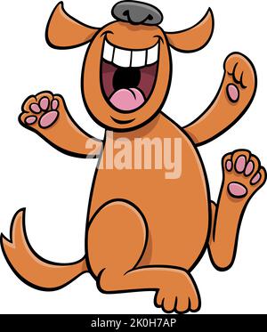 Cartoon illustration of happy dog comic animal character Stock Vector