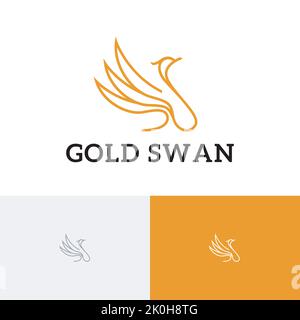 Gold Swan Golden Elegant Goose Monoline Logo Stock Vector