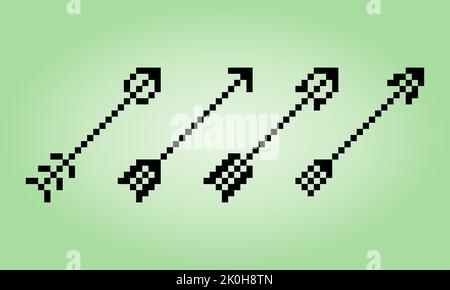 8 bit pixel of arrow weapon. vector Illustration for game asset Stock Vector