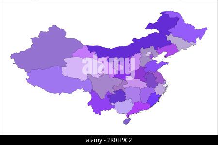 China Pink color vector map illustration on white background, China vector map , China illustration,China map on white background Stock Vector