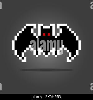 Pixel 8 bit bat. Animal game assets in vector illustration. Stock Vector