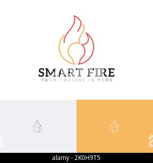 Smart Fire Flame Flare Idea Light Bulb Lamp Logo Stock Vector