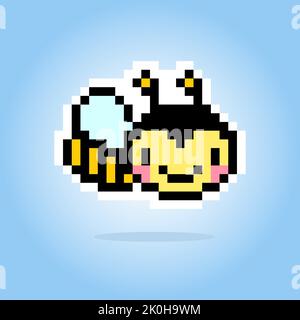 pixel art bee. A bumble honey bee bug insect pixel art video game ...