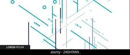 Minimal template backdrop presentation. Vector poster design with blue lines and shapes. Abstract dynamic geometric illustration Stock Vector