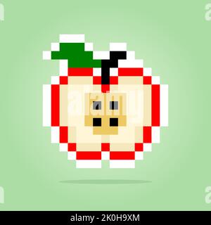 A slice of Apple pixels. Vector illustration of 8 bit game assets Stock ...