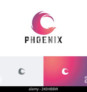 Phoenix Bird Legendary Animal Fire Flame Creature Abstract Logo Stock Vector