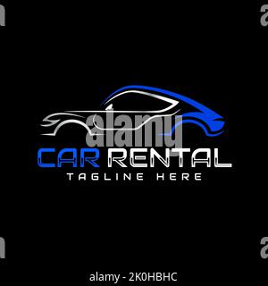 Modern car rental logo template .Racing car silhouette. Simple line car vector illustration. Stock Vector