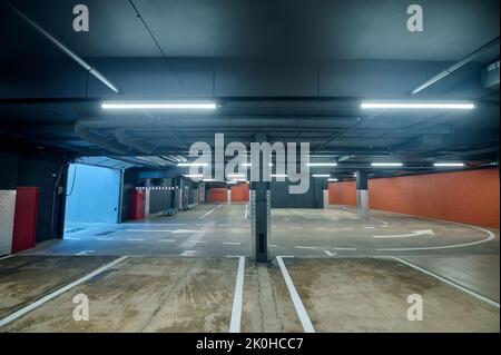 Modern underground garage in the warehouse facility Stock Photo