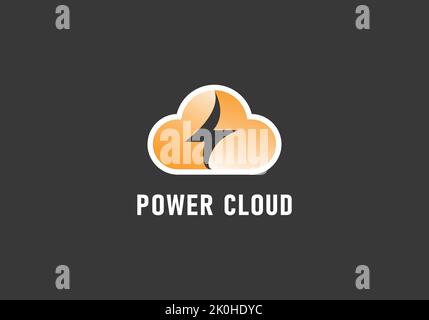 Cloud computing Flash fast speed Logo design vector template. Stock Vector