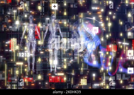 The medical futuristic interface in the network - science concept Stock Photo