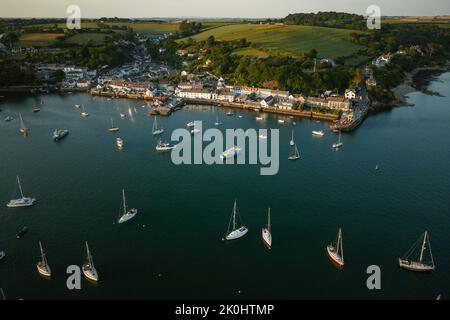 Many boats in the Penryn River near the Flushing village in Falmouth, Cornwall Stock Photo