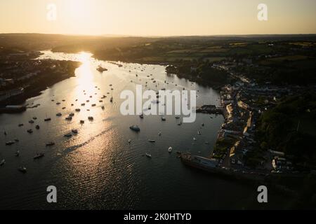 Many boats in the Penryn River near the Flushing village in Falmouth, Cornwall Stock Photo