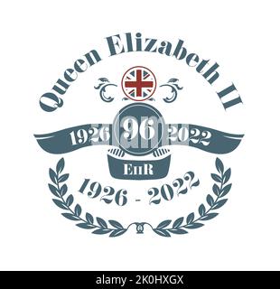 2022 Queen Elizabeth Dies - 1926 - 2022 Rest in Peace vector illustration. Stock Vector