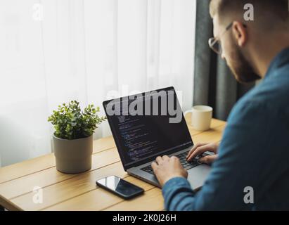 Laptop code screen Stock Photo