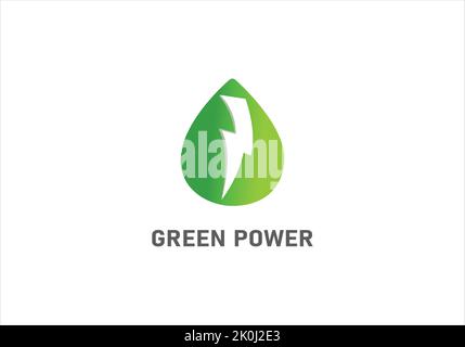 Alternative Green Energy Flash Logo Water Droplet design vector template. Stock Vector