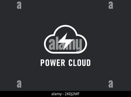 Cloud computing with Flash thunderbolt Logo design vector template Stock Vector