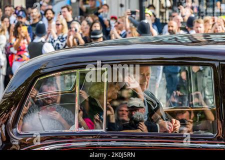 London, UK. 12th Sep, 2022. King Charles III makes his first visit to Parliament with Queen Consort Camilla - Queen Elizabeth the second died last week at Balmoral Castle. Credit: Guy Bell/Alamy Live News Stock Photo