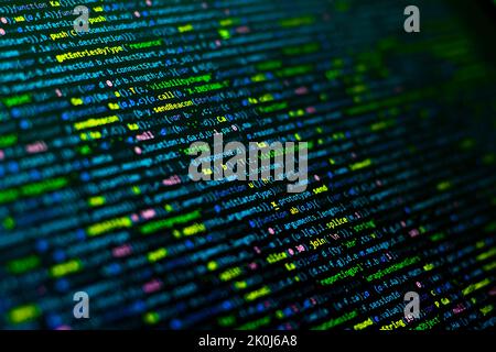 Code background. Web programming with Javascript coding Stock Photo
