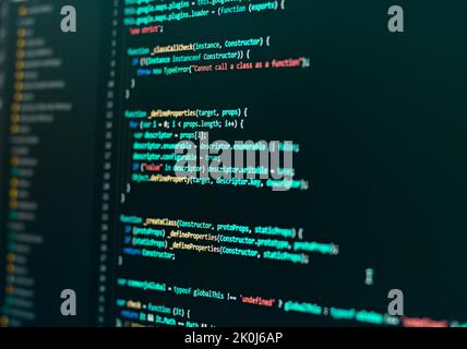 Code background. Web programming with Javascript coding Stock Photo