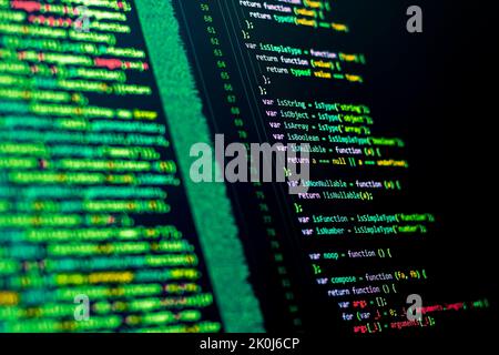 Code background. Web programming with Javascript coding Stock Photo