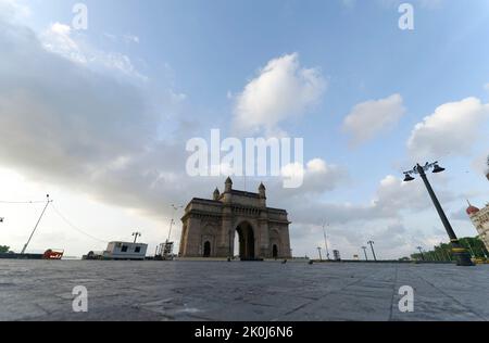 Deserted Gateway of India, in Mumbai due to Covid 19 pandemic lock down. Shot very early in the morning. Stock Photo