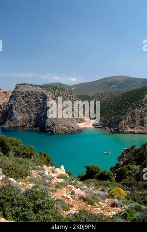 Cala Domestica creek, Buggerru, Sardinia, Italy Stock Photo